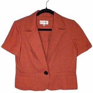 Studio 1 Women's Orange One Button Short Jacket Blazer, Size 8.